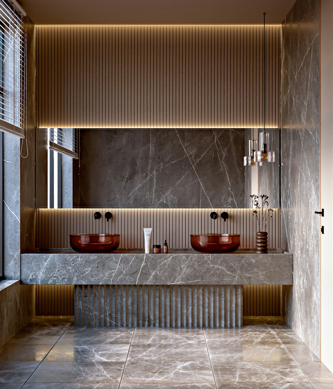Marble bathroom vanity
