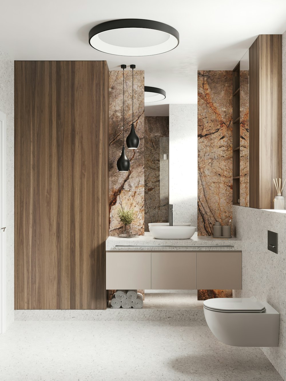 Finished marble bathroom